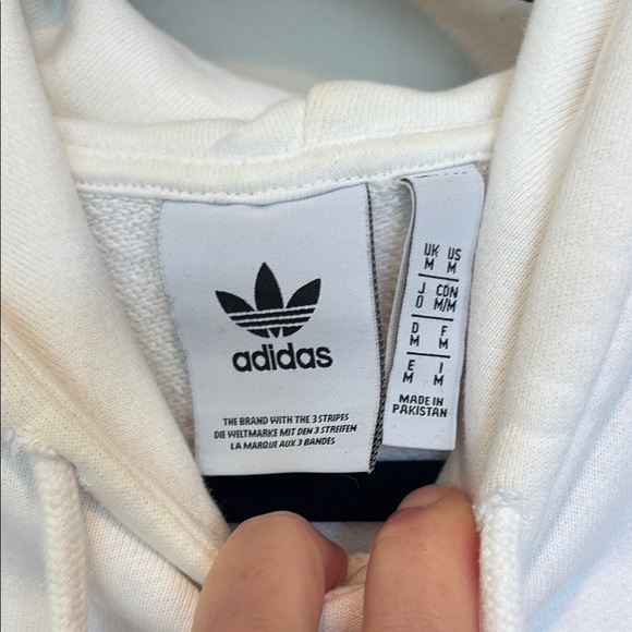 Adidas Classic White Hoodie with Black Trefoil Medium - Picture 2 of 7